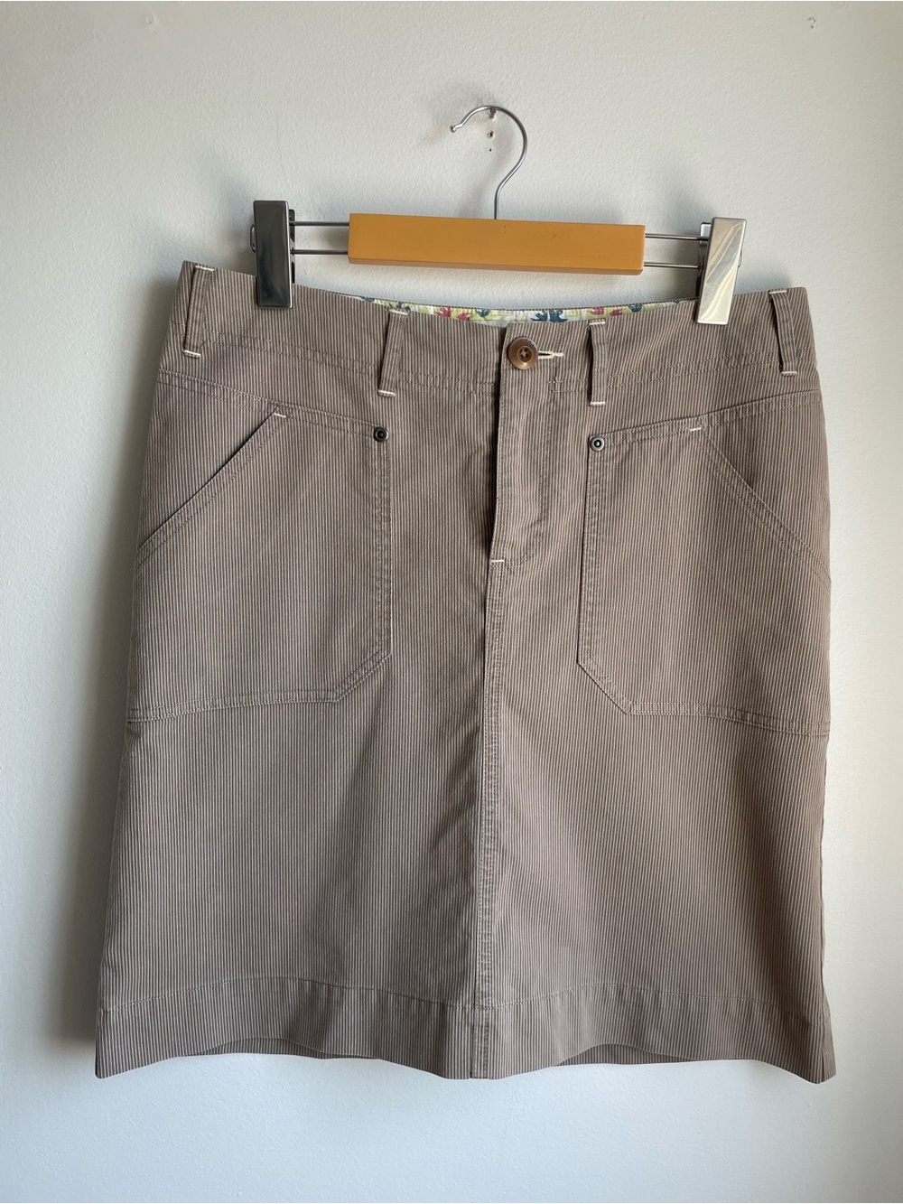 Horny Toad Tan Pinstripes Skirt-Organic Cotton Blend-Minimalist-Capsule Skirt